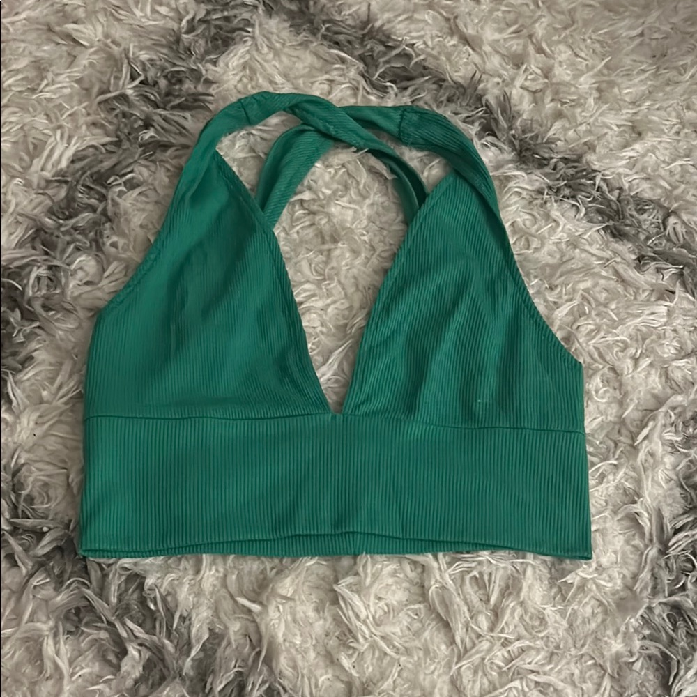 Green Halter Crop Top